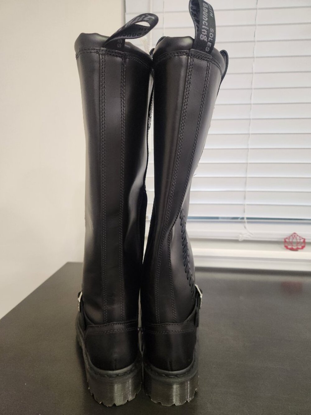 Dr. Martens Anistone Knee High Orleans Leather Biker Boots - Picture 9 of 12
